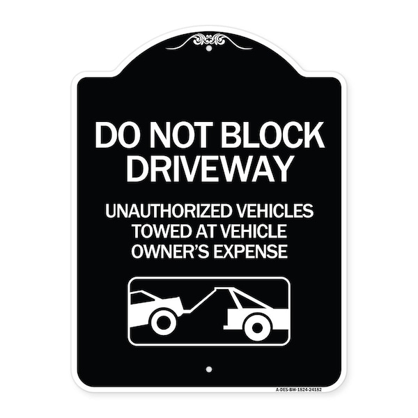 Signmission Do Not Block Driveway With Graphic Heavy-Gauge Aluminum Architectural Sign, 24" x 18", BW-1824-24182 A-DES-BW-1824-24182 - main